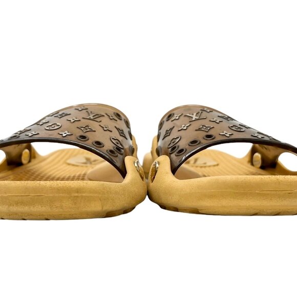 LOUIS VUITTON Vintage Monogram Logo Slide Sandals #36 US 6 Brown Rubber [103925] - Picture 5 of 13